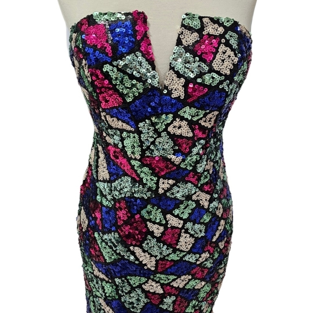 **SOLD** Missord Sexy V-Cut Strapless Sequin Mermaid Dress With High Split - Picture 5 of 13
